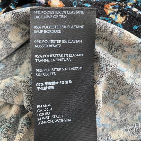 Free People Mini Dress‎ Womens Large Black Floral Long Sleeve Stretch Ladies - Picture 12 of 16